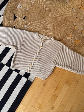 Misha And Puff Cotton Fisherman Cardigan with Wood Buttons